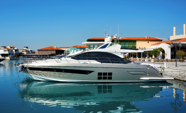 A boat docked out of water, illustrating out-of-water coverage.